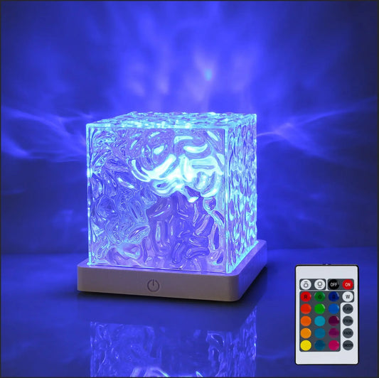 Northern Lights Cube Lamp Ocean Water Projector Light Luminorthe Lumena Lights Bedroom Decor 16 Colors Rotating Flame Nightlight